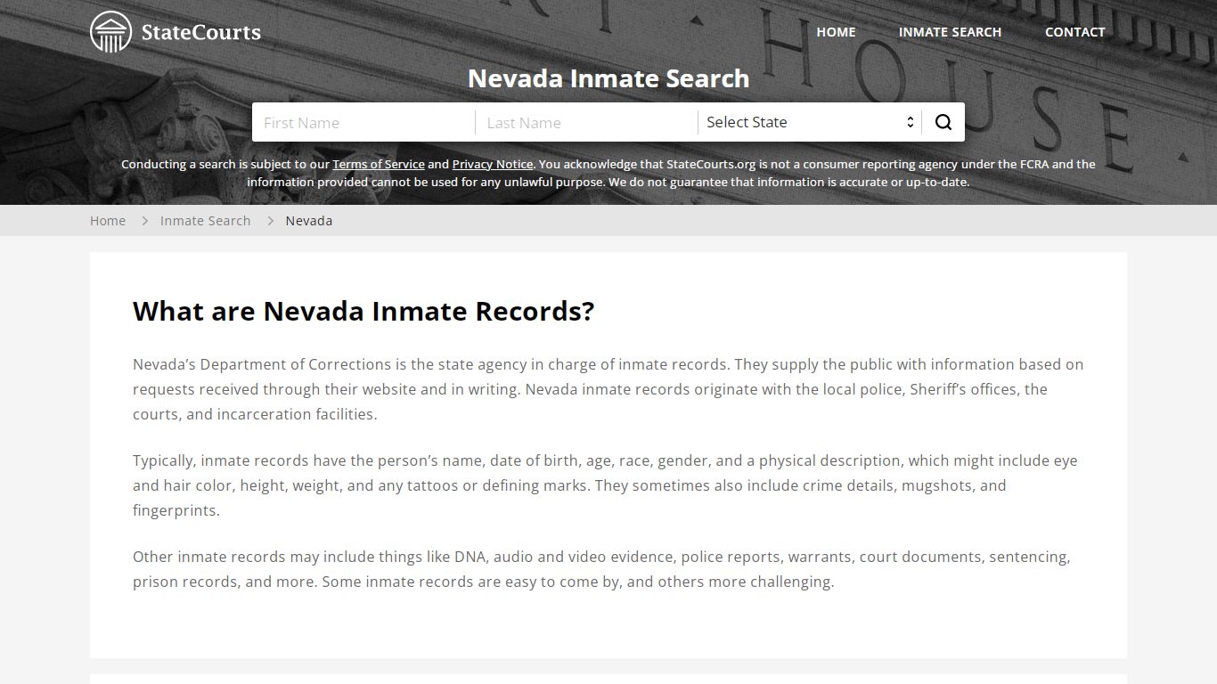 Nevada Inmate Search, Prison and Jail Information ...